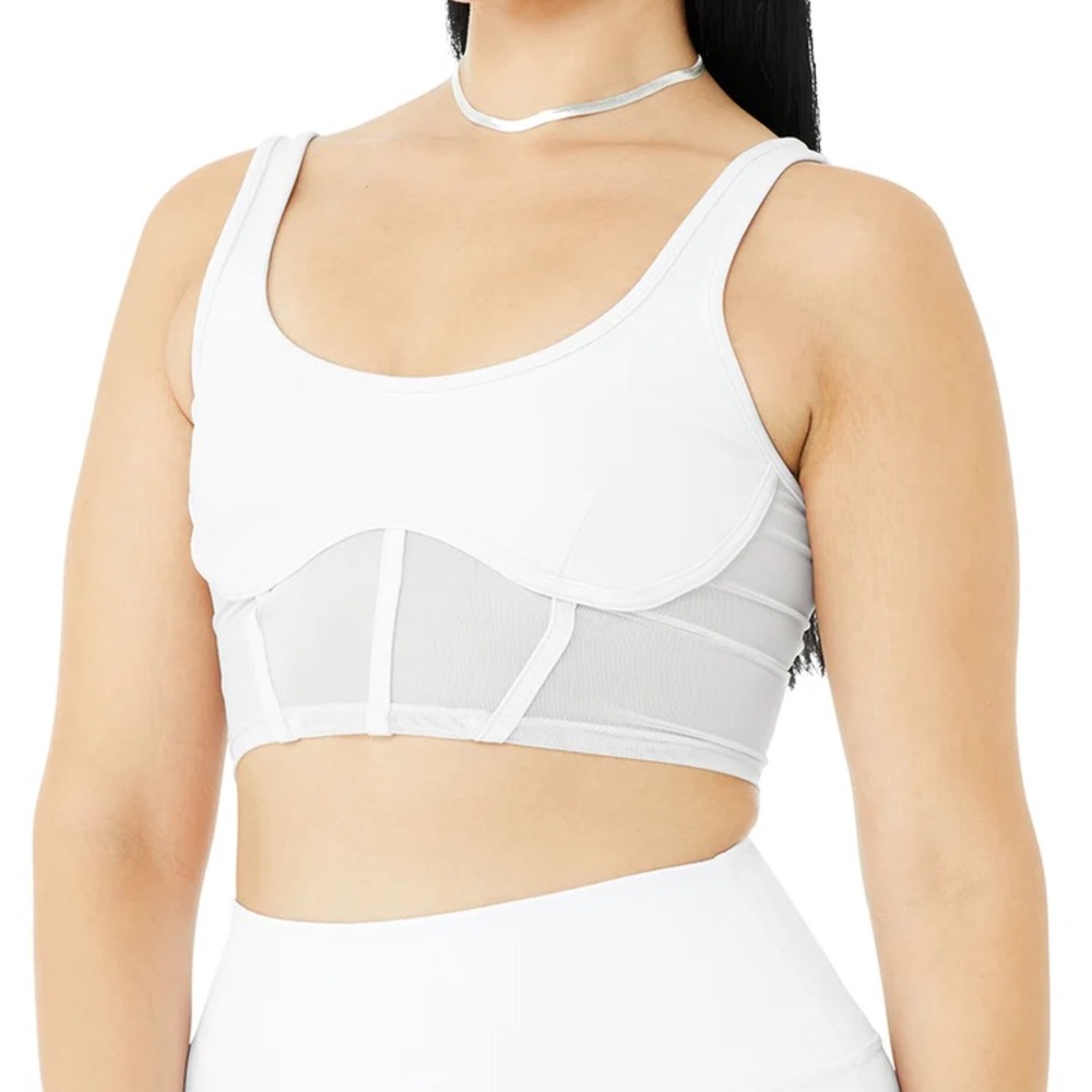 Alo Airbrush Mesh Corset Tank - White